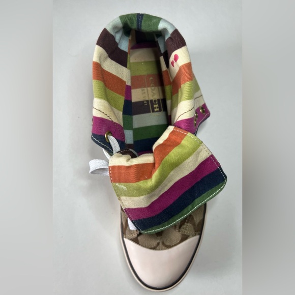 Coach Signature Bonney High Top Sneakers A1283 Tan and Brown Size 9M - Picture 12 of 13